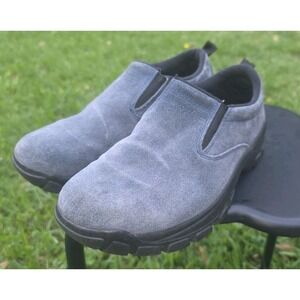 Lands' End All Weather Suede Slip-On Moc Shoes Gray/blue